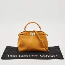 Fendi Yellow Leather Mini Peekaboo Top Handle Bag