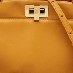 Fendi Yellow Leather Mini Peekaboo Top Handle Bag