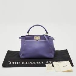 Fendi Purple Leather Mini Peekaboo Top Handle Bag