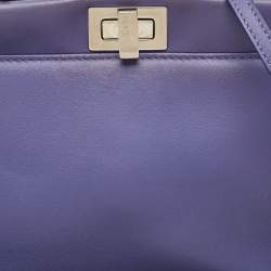 Fendi Purple Leather Mini Peekaboo Top Handle Bag
