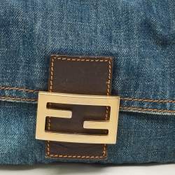 Fendi Blue Denim Mini Mama Baguette Bag