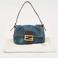 Fendi Blue Denim Mini Mama Baguette Bag