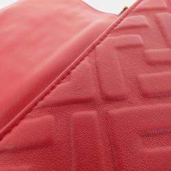 Fendi Baguette Red Lambskin Shoulder Bag