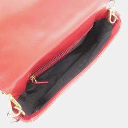 Fendi Baguette Red Lambskin Shoulder Bag