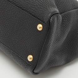 Fendi Black Selleria Leather Regular Peekaboo Top Handle Bag