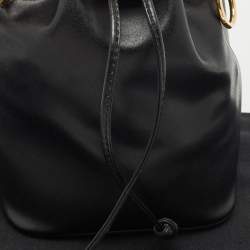 Fendi Black Leather Mini Mon Tresor Drawstring Bucket Bag