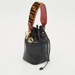 Fendi Black Leather Mini Mon Tresor Drawstring Bucket Bag