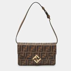 Fendi Tobacco Zucca Leather FF Diamond Wallet On Chain