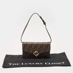 Fendi Tobacco Zucca Leather FF Diamond Wallet On Chain