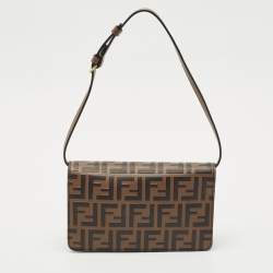 Fendi Tobacco Zucca Leather FF Diamond Wallet On Chain