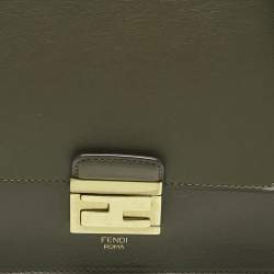 Fendi Olive Green Leather Kan U Shoulder Bag