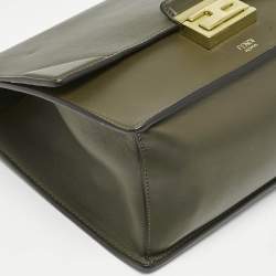 Fendi Olive Green Leather Kan U Shoulder Bag