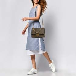 Fendi Olive Green Leather Kan U Shoulder Bag