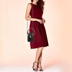 Pre Owned حقيبة دلو ميني مون تريزور جلد من فنـدي منقوشة زوكا سوداء