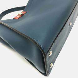 Fendi Peekaboo Blue Leather Shoulder Bag