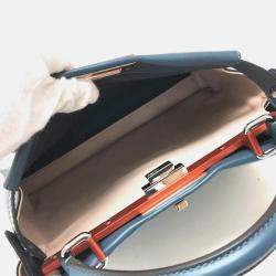Fendi Peekaboo Blue Leather Shoulder Bag