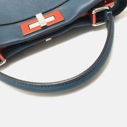 Fendi Peekaboo Blue Leather Shoulder Bag