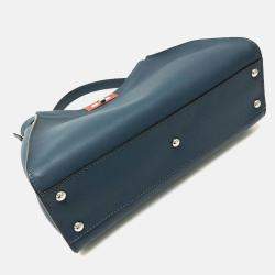 Fendi Peekaboo Blue Leather Shoulder Bag