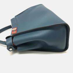 Fendi Peekaboo Blue Leather Shoulder Bag