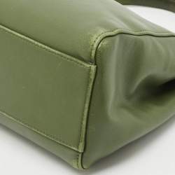 Fendi Olive Green Leather Mini Peekaboo Top Handle Bag