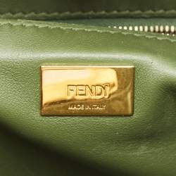 Fendi Olive Green Leather Mini Peekaboo Top Handle Bag