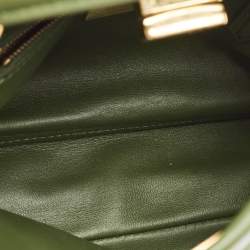Fendi Olive Green Leather Mini Peekaboo Top Handle Bag