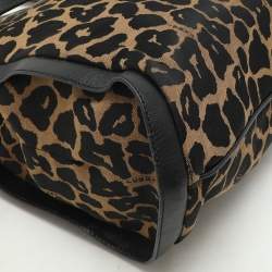 Fendi Black/Brown Leopard Print Canvas and Leather Chef Tote