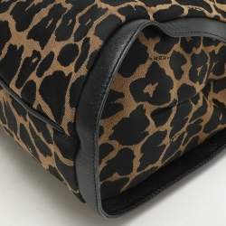 Fendi Black/Brown Leopard Print Canvas and Leather Chef Tote