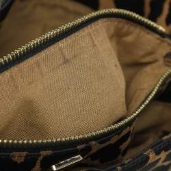 Fendi Black/Brown Leopard Print Canvas and Leather Chef Tote