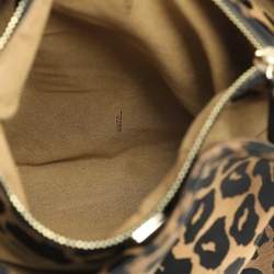 Fendi Black/Brown Leopard Print Canvas and Leather Chef Tote