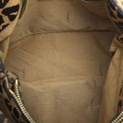 Fendi Black/Brown Leopard Print Canvas and Leather Chef Tote
