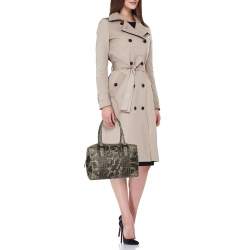Fendi Brown Zucca Camo Patchwork Coated Canvas Boston Bag