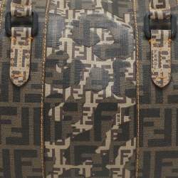 Fendi Brown Zucca Camo Patchwork Coated Canvas Boston Bag