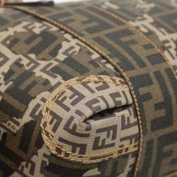 Fendi Brown Zucca Camo Patchwork Coated Canvas Boston Bag