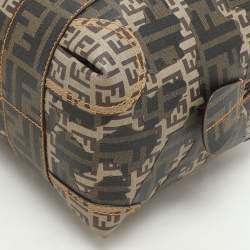 Fendi Brown Zucca Camo Patchwork Coated Canvas Boston Bag