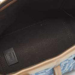 Fendi Blue/Brown Denim FF and Leather Mini Origami Tote