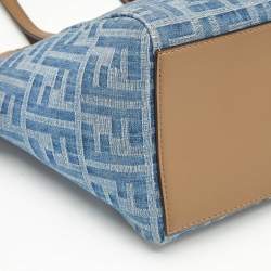 Fendi Blue/Brown Denim FF and Leather Mini Origami Tote
