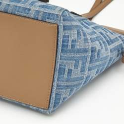 Fendi Blue/Brown Denim FF and Leather Mini Origami Tote