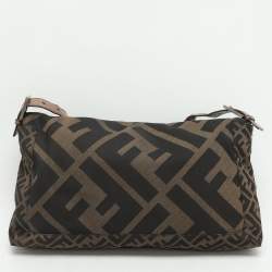 Pre Owned حقيبة فندي باغويت درزة كبيرة جلد وقماش زوكا تبغ