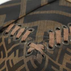 Pre Owned حقيبة فندي باغويت درزة كبيرة جلد وقماش زوكا تبغ