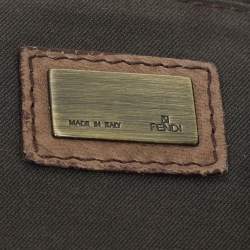 Pre Owned حقيبة فندي باغويت درزة كبيرة جلد وقماش زوكا تبغ