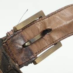 Pre Owned حقيبة فندي باغويت درزة كبيرة جلد وقماش زوكا تبغ