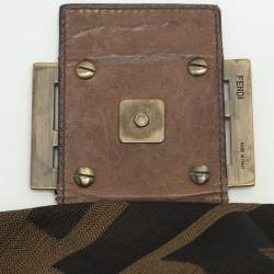 Pre Owned حقيبة فندي باغويت درزة كبيرة جلد وقماش زوكا تبغ