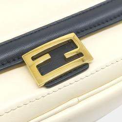 Fendi Beige Leather Easy Baguette Chain Crossbody Bag