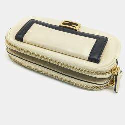 Fendi Beige Leather Easy Baguette Chain Crossbody Bag