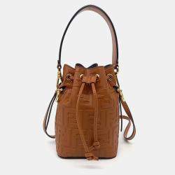 Fendi Brown Leather Montrezo Bucket Mini Bag