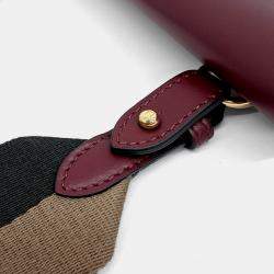 Pre Owned Fendi Burgundy Leather Flat Baguette Bag