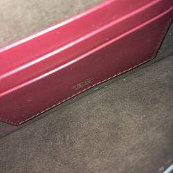 Pre Owned Fendi Burgundy Leather Flat Baguette Bag