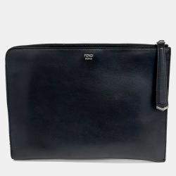 Fendi Black Leather Monster Clutch