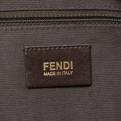 Pre Owned Fendi Silver/Gold Zucca Lurex Fabric and Leather Large Mia Flap Bag